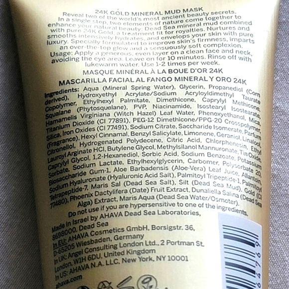 NEW AHAVA 24k Gold Mineral Mud Mask 50 ml - Picture 4 of 5